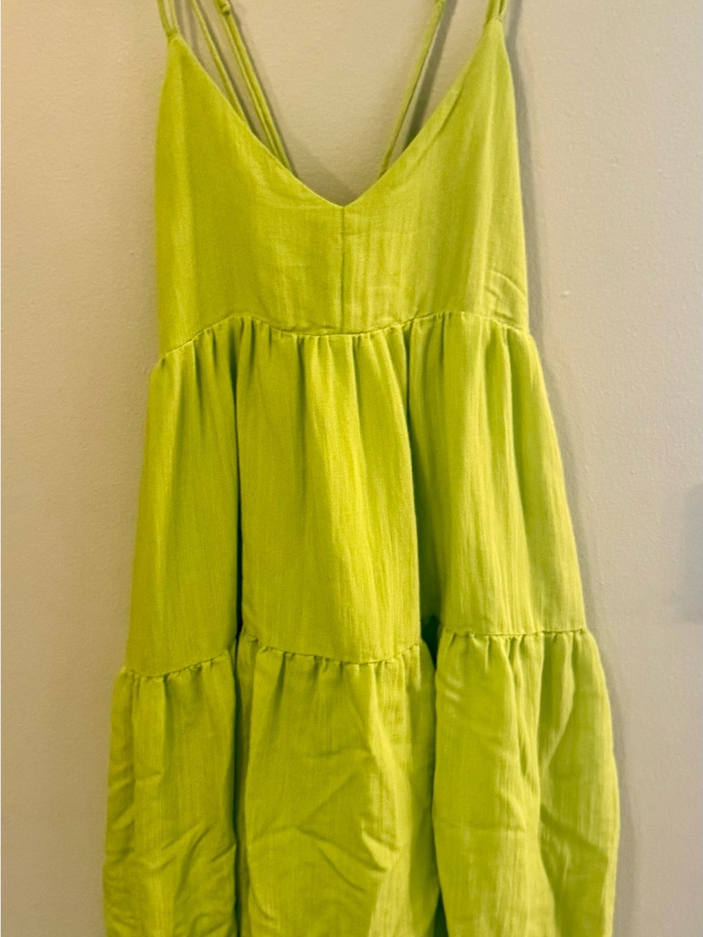 Fourteen and 9th size small Lime Green Tiered Sundress with Spaghetti Straps